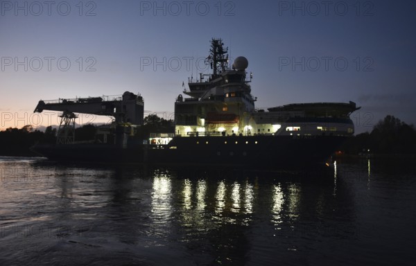 Icebreaker and offshore supply vessel BOTNICA sails through the Kiel Canal, NOK, Kiel Canal, Kiel