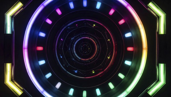 Abstract background of slightly unfocused multicolored glass lenses spinning and rotating,
