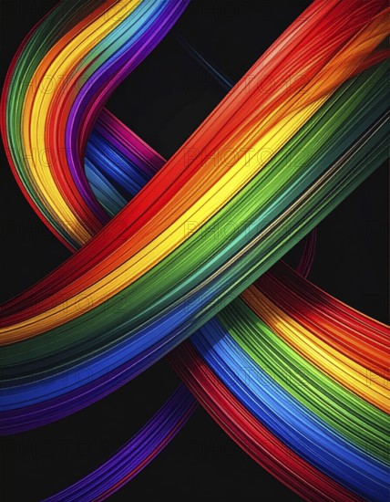 Abstract digital art featuring vibrant, intersecting neon lines creating a geometric pattern,