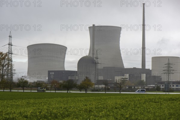 Demolition of the 160m high cooling towers of the disused Gundremmingen nuclear power plant (AKW