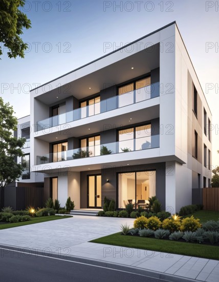 New modern block of flat, condo architecture, Residential apartment as a flat, luxury house