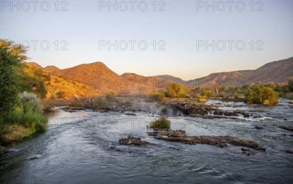 Epupa Falls, sunset at Epupa Waterfalls, Kaokoveld, Namibia