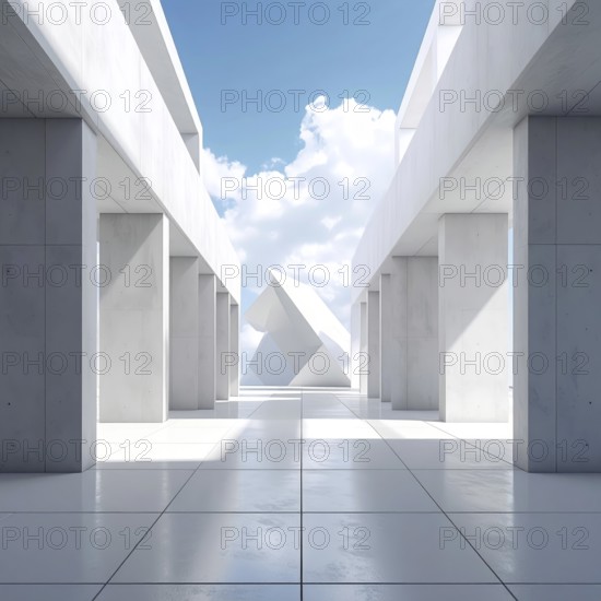 3d illustration of abstract modern architecture background, Minimal geometry architectural design,