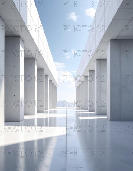 3d illustration of abstract modern architecture background, Minimal geometry architectural design,
