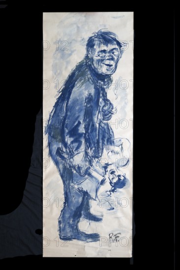 Original caricature, Berlin milieui from the 1940s, by artist Rudolf Führmann, 1909 to 1976,