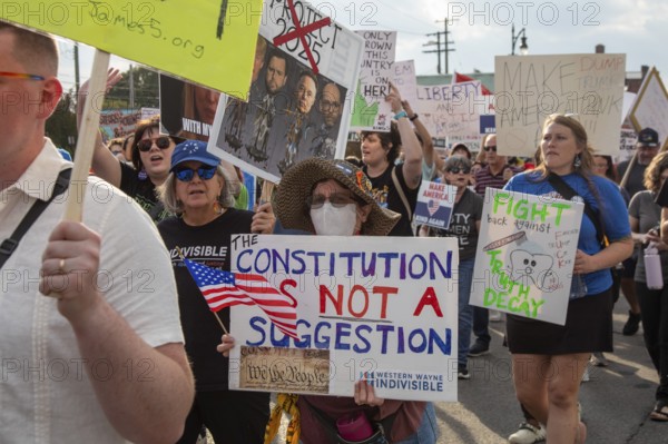 Detroit, Michigan USA - 18 October 2025 - A large crowd gathered for a 'No Kings' rally, protesting