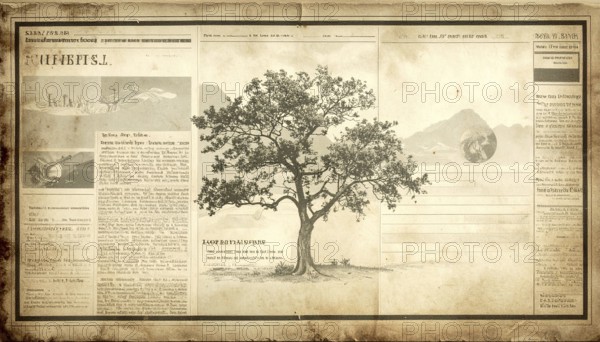 Grunge old public newspaper, texture background wallpaper illustration, vintage tattered yellow