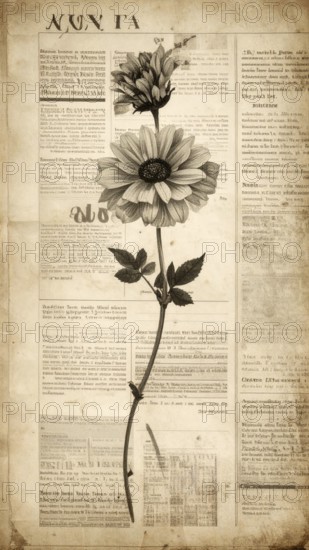 Grunge old public newspaper, texture background wallpaper illustration, vintage tattered yellow