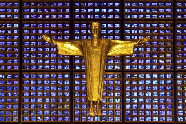 Kaiser Wilhelm Memorial Church, interior of the New Church with Resurrection Christ, Berlin,