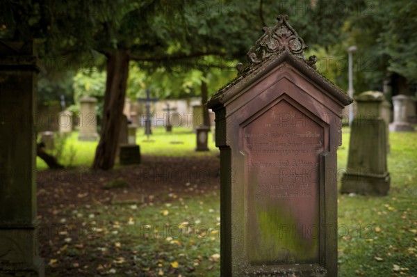Gravestones, grave, graves, Hoppenlauf cemetery, oldest preserved cemetery in Stuttgart, autumn
