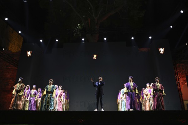 The inauguration of the Syrian Development Fund at Damascus Citadel featured light shows and stage
