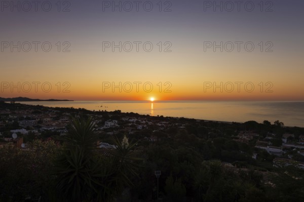 The sun rises on the Costa Rei, a stretch of coastline on the Italian Mediterranean island of