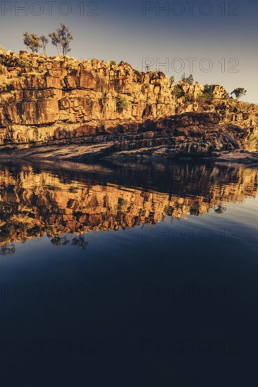 Bell Gorge waterfall, a body of water in north-west Australia in the Kimberley. Sunrise in the