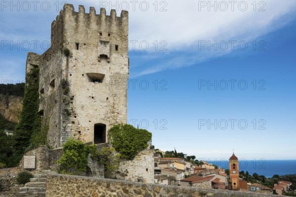 Picturesque mountain village overlooking the sea, Roquebrune, Roquebrune-Cap-Martin, near Monaco,