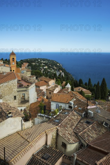 Picturesque mountain village overlooking the sea, Roquebrune, Roquebrune-Cap-Martin, near Monaco,