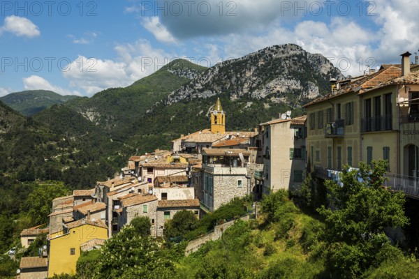 Picturesque mountain village overlooking the sea, Sainte-Agnès, near Menton, Cote d'Azur,