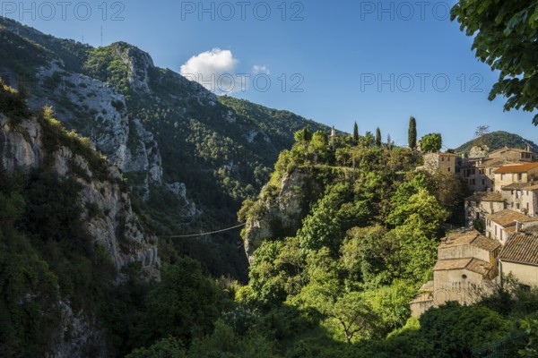 Picturesque medieval mountain village, Peille, near Monaco, Cote d'Azur, Alpes-Maritimes,