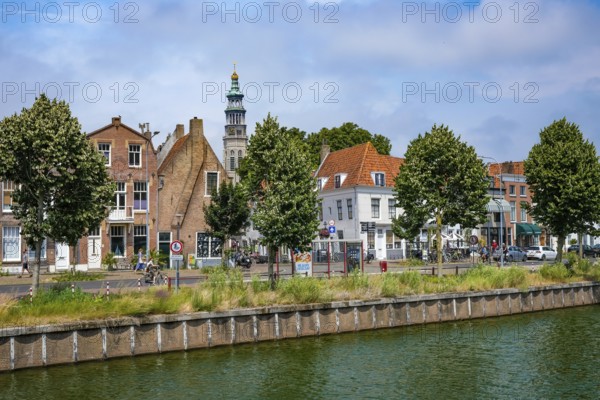 Middelburg, Zeeland, Netherlands - Townhouses on the Turfkaai at the Binnenhaven in the historic