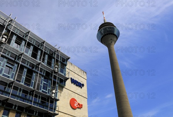 The WDR broadcasting centre in Düsseldorf, in the background the Rhine Tower, Radio Tower,
