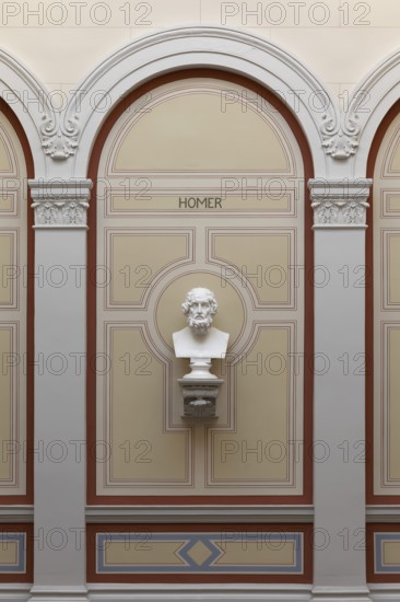Homer, ancient Greek poet, bust in the stairwell, main building of the University of Rostock,