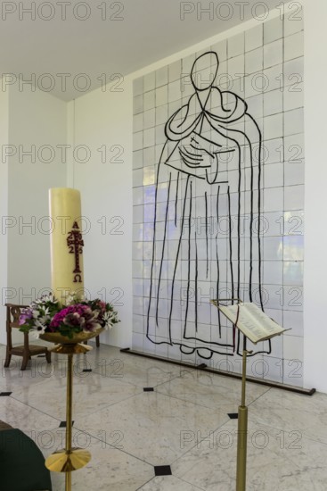 Interior view of the chapel, Chapelle du Rosaire de Vence, Chapelle Matisse, artist Henri Matisse,