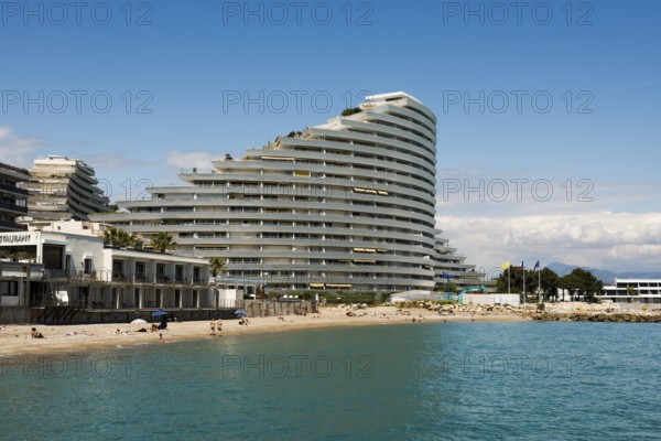 High-rise flat blocks by the sea, Marina Baie des Anges, Villeneuve-Loubet, Provence Alpes Côte