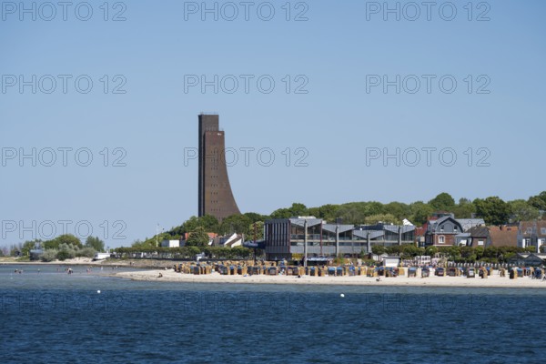Naval memorial, beach, Laboe, Baltic seaside resort, fjord, Baltic Sea, North Frisia,
