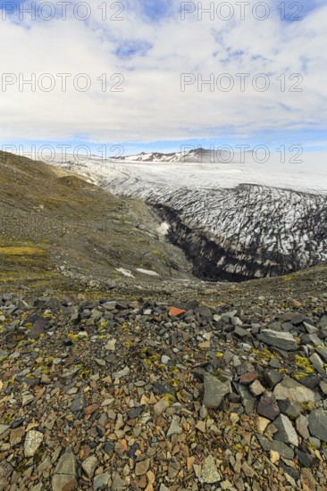 Skálafellsjökull, Skalafellsjökull, glacier tongue of Vatnajökull, volcanic landscape Breiðabunga,
