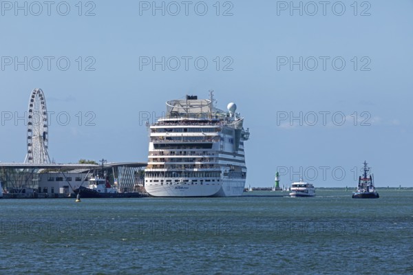 Cruise ship AIDA mar moored at the quay wall, Warnow, Warnemünde, Rostock, Mecklenburg-Vorpommern,