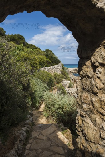 Picturesque wild hiking trail on the coast, Sentier du Littoral, Cap d'Antibes, Antibes, Provence