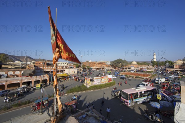 View of Chhoti Chaupar Square in the old city centre, Jaipur, Rajasthan, India