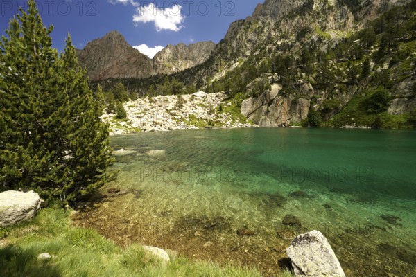 Lake Estany de Monestero in the Aigüestortes i Estany de Sant Maurici National Park, Catalonia,