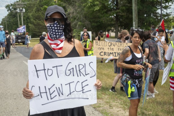 Baldwin, Michigan USA - 4 July 2025 - Activists rally against the North Lake Correctional Facility,