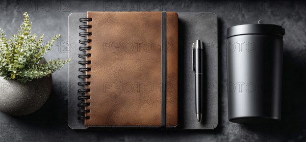 Minimalistic flat lay of office workflow productivity tools that improve efficiency and saving time