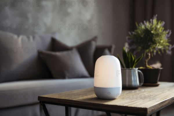Air purifier and humidifier in a living room. Clean air and healthy environment with clean air. Air