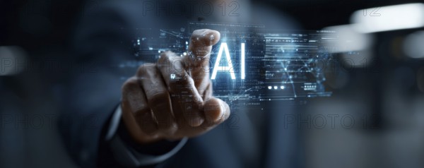 Concept of human and AI Artificial intelligence cooperation and coexisting while increasing