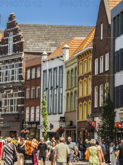 Many passers-by in the city centre of Venlo, Netherlands