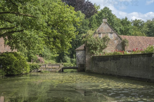 Drawbridge and gatehouse moated castle Haus Welbergen, Ochtrup-Welbergen, Münsterland, North