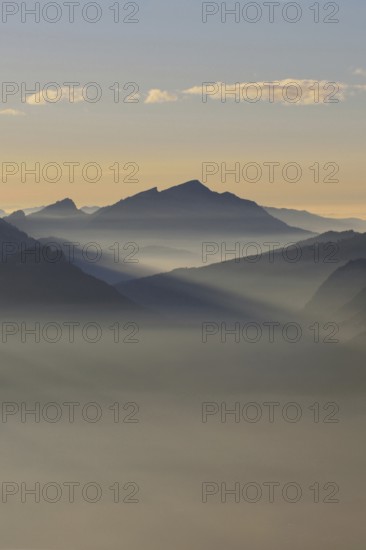 Grazing light in the mountains... Alpine panorama, Alpine peaks and mountain ranges in the Bavarian