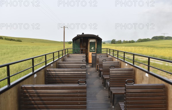 Observation car of the Raging Roland, narrow-gauge railway on Rügen, Mecklenburg-Western Pomerania,