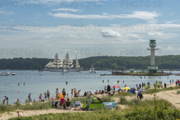 Windjammer parade 2025 on the Kiel Fjord at the end of Kiel Week, tall ships, three-master, sail