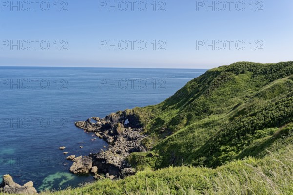 Rocky coast and landscape on the south-east coast near the southern tip of Cornwall on the English