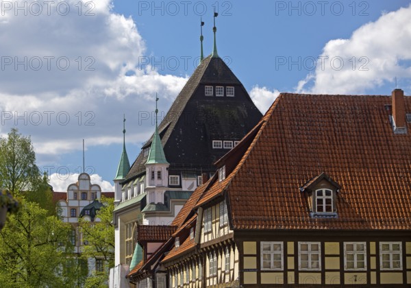 Celle Castle, Bomann Museum and half-timbered house with museum café in the old town, Celle, Lower
