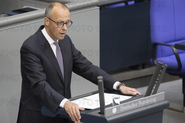 Berlin, Germany - 24 June 2025: Federal Chancellor Friedrich Merz during his government statement