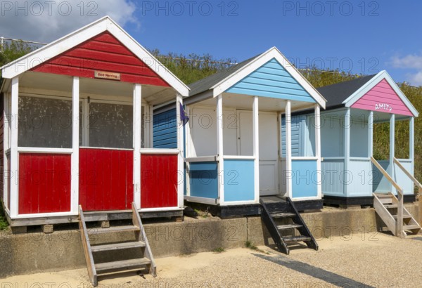 Seaside beach huts on the seafront at Southwold, Suffolk, England, UK