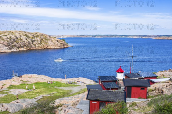Rinkenäs seaside resort and view of the archipelago, coast of Lysekil, Bohuslän, Västra Götalands