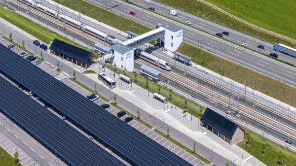Largest charging park in the world at Merklingen Swabian Alb railway station with ICE. There are