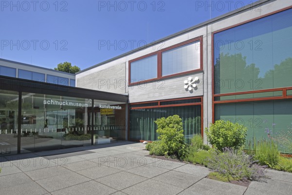 Entrance to the Jewellery Museum, modern building with inscription, art society, Reuchlinhaus,