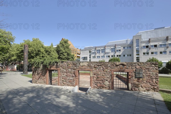 Remains of the south wall of the former historic orphanage, wall, Waisenhausplatz, Pforzheim,