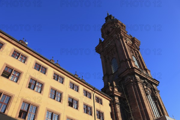 Building of the old university of Julius Echter, tower of the new church. Today the building is